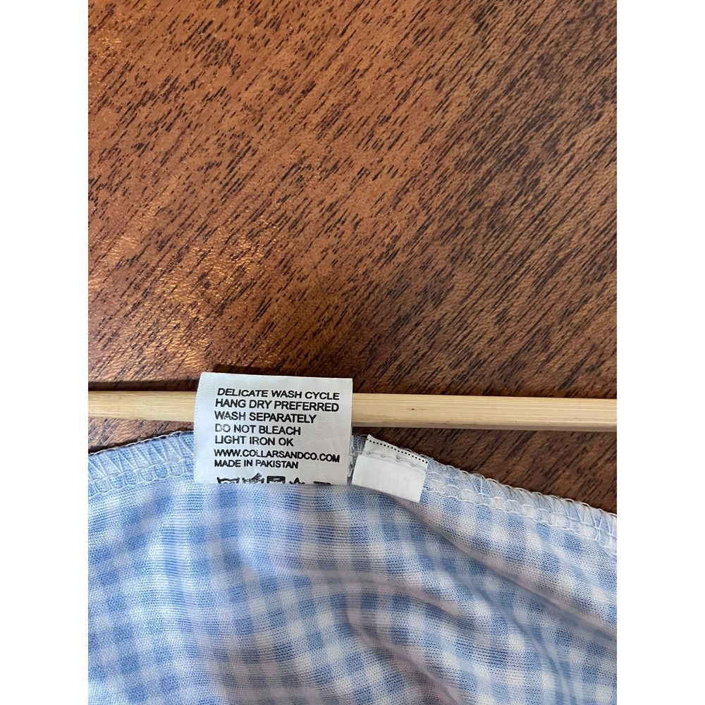 Collars & Co Mens XL Blue Gingham Dress Collar Polo Performance Shirt Preppy - Picture 8 of 9